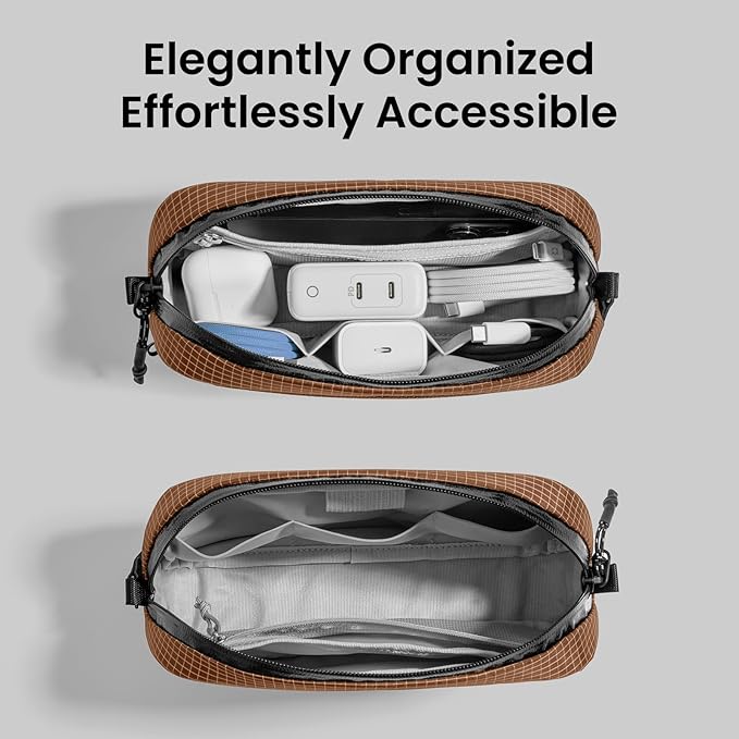 tomtoc Electronics Organizer Travel Case Performance, Water Resistant Bag Cable Tech Pouch Accessories, Carry Storage for Cord, Phone, Cables, AirPods, USB Flash Drive, Daily Items