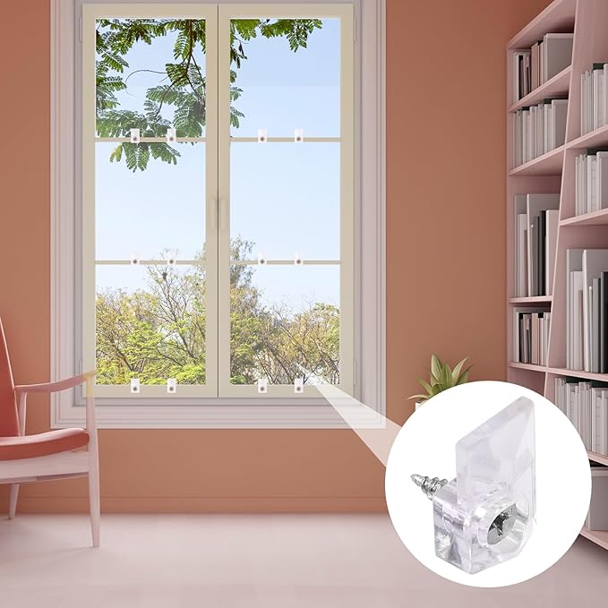 25Pcs Mirror Hangers for The Wall, Mirror Holder Clips, Clear Plastic Mirror Mounting Clips, Glass Retainer Clips Kit Crystal Mirror Hanging Hardware Frameless Kit for Wall and Fixed Mirror Box Door