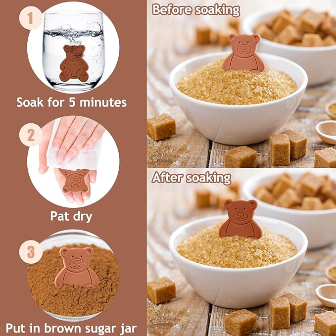 2PCS Terracotta Brown Sugar Keeper Bear Brown Sugar Saver and Softener Disc to Maintain Food Moisture in Storage Container (Bear)
