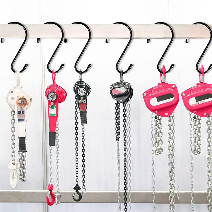 DINGEE 6 Inch 24 Pack Large S Hooks for Hanging Plants, Vinyl Coated Heavy Duty S Hooks for Hanging Non-Slip S Hanger Hooks, Steel Metal with Rubber Stopper, Closet Hooks, Clothes, Jeans, Pot Pan, Garden