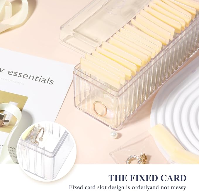 Acrylic Jewelry Box Organizer, Clear Jewelry Organizer Holder with 20 Portable Anti Tarnish Jewelry bags, Travel Jewelry Case for Earrings/Rings/Necklaces for Women Girls, Yellow