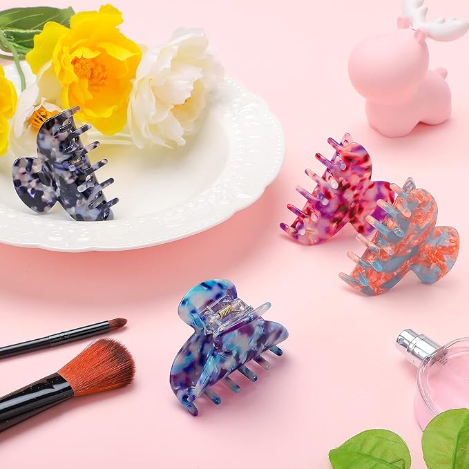 WILLBOND 6 Pieces Medium Hair Claw Clips for Thin Hair 2.6 Inch Tortoise Shell Clip Banana Jaw Hairpin French Style Barrettes Head Accessories for Women Girls(Cute Patterns)