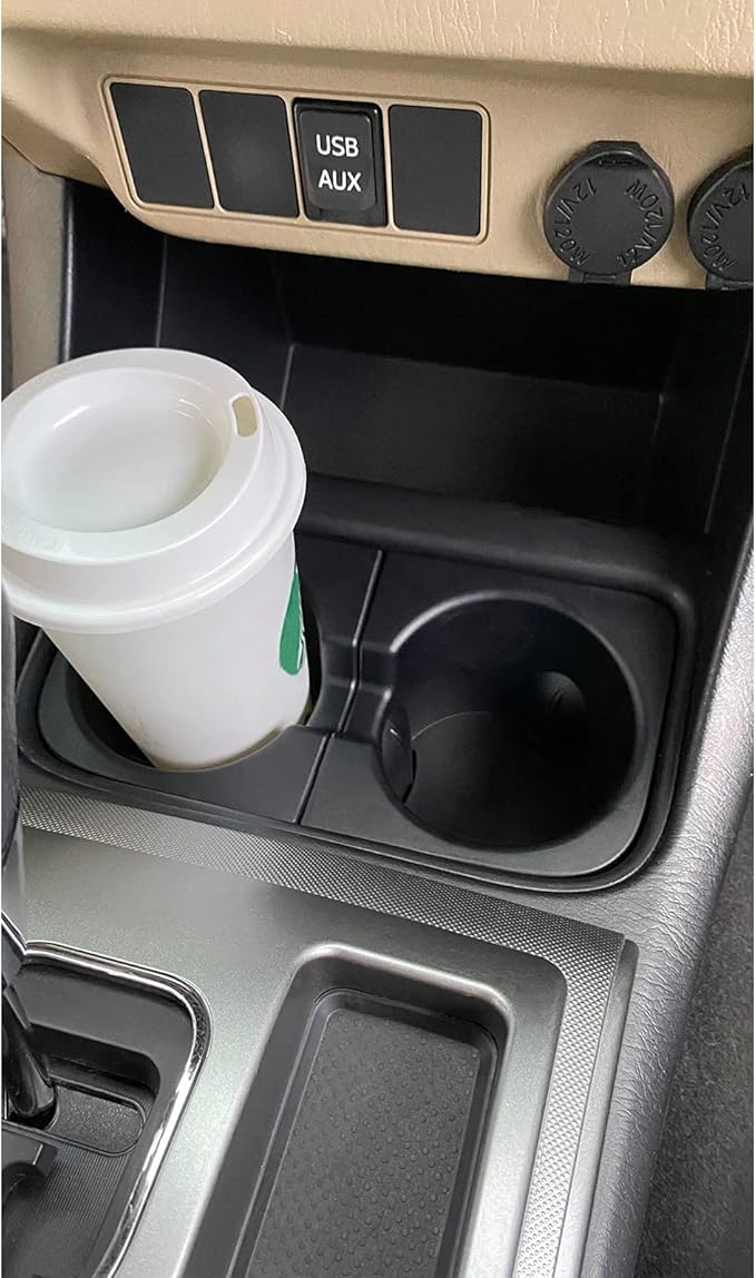 JDMCAR Car Cup Holder Inserts Replacement for Toyota Tacoma 2005 to 2015, Durable Cup Holder Inserts Drink Holder Accessories 66991-04012,66992-04012, Black