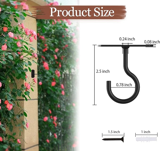 ASZUNE 2.5in Ceiling Hooks for Hanging Plants 8Pcs Black
