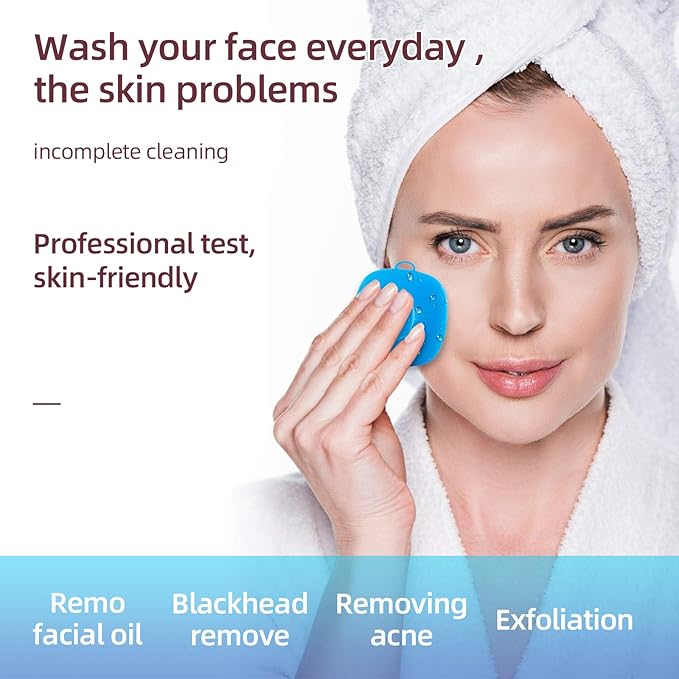 Silicone Face Scrubber for Men and Women， 2Pack Facial Cleansing Brush Silicone Face Wash Brush Manual Waterproof Cleansing Skin Care Face Brushes for Cleansing and Exfoliating (Blue_Pink)