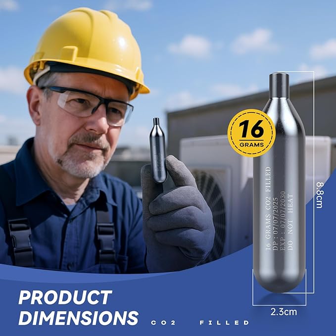 30 Pack 16 Gram Unthreaded CO2 Cartridges for Gallo Drain Gun HVAC Drain Line Cleaner Tool,CO2 Drains Gun Cartridges