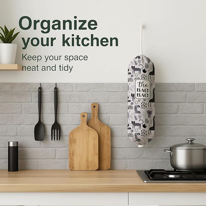 Animal Plastic Bags Holder, The Bag Bag Grocery Bags Holder for Kitchen Essentials, Reusable Hanging Grocery Sack Organizer, Stylish Reusable Plastic Sack Storage Dispenser for Home Kitchen Decor