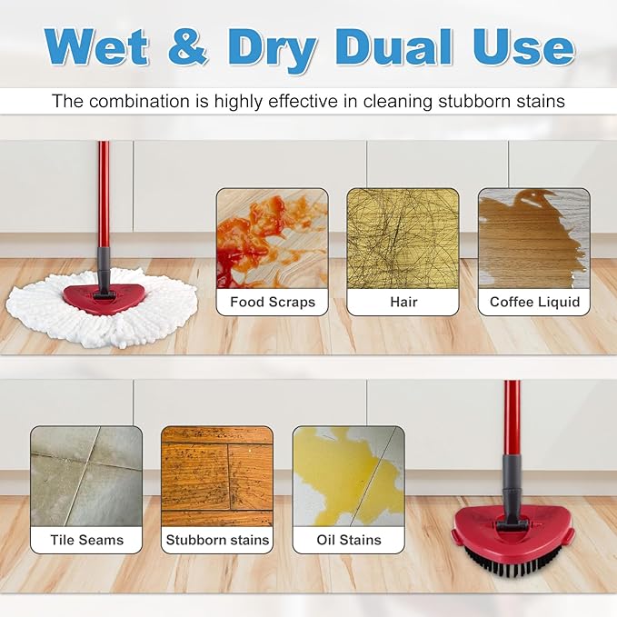 Mop Heads Replacements for Ocedar, Mop Replace Head for O Cedar, Mop Heads for O Cedar, Mop Replace Head for Cedar, Mop Heads for O Cedar Spin Mop Include 2 Pack Mop Refills & 2 Pack Scrubber Mop Head