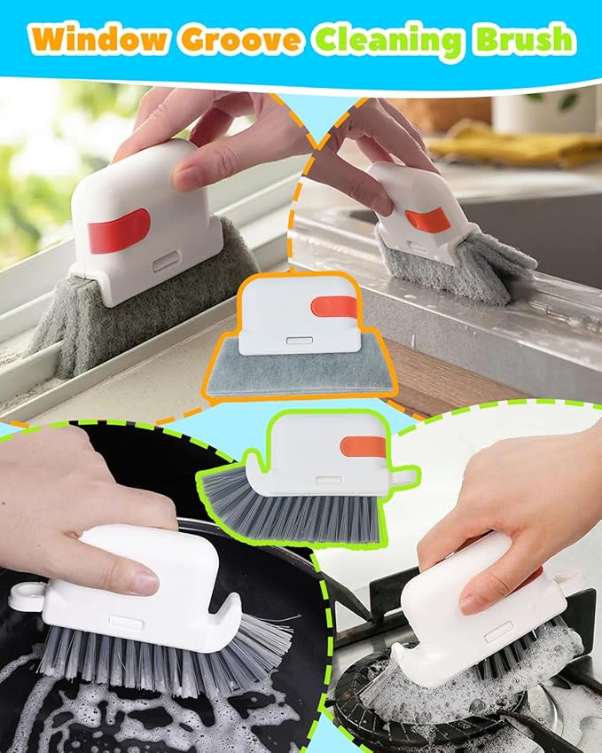 CUVORINO 11 Pcs Blind Cleaner Duster Tool Kit – Mini & Window Blinds Cleaner Brush Set, Air Vent & Track Cleaning Tools, Window Groove & Sill Scrubber for Home, Car, AC, Sliding Doors - Yellow