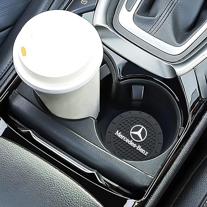 Car Cup Holder Coaster for Mercedes Benz Recessed Silicone Cupholder Coaster Interior Accessories 2.75in 2Pack Black