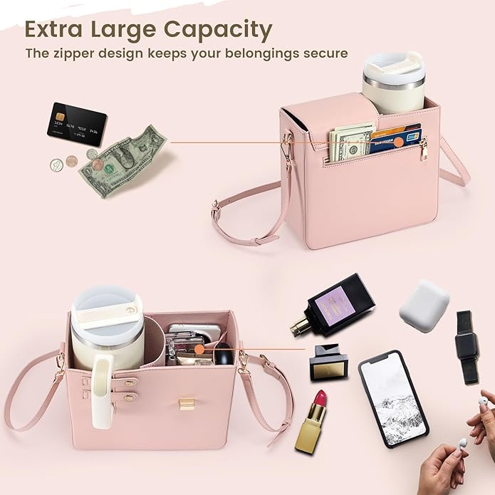 Outdoor Portable Crossbody Water Cup Purse Bag Water Bottle Carrier Bag with Phone Pocket Tumbler Carrier with Strap