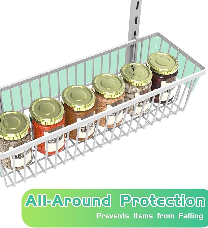 White 9-Tier Over The Door Pantry Organizer, Pantry Organization and Storage, Deep Baskets Hanging Heavy-Duty Metal, Wall Spice Rack Seasoning Shelves for Home & Kitchen, Laundry Room Bathroom