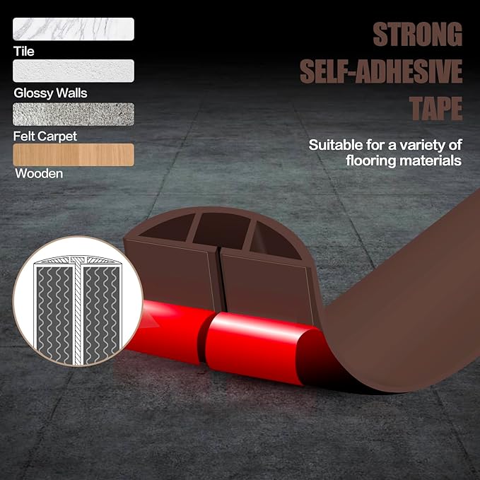 Floor Cord Cover Self Adhesive Cord Hider, 3.3FT Cable Management, Extension Strip Protector for Wires, Prevent Cable Trips for Offices, Gyms, Exhibitions Cavity: 0.47"(W) x 0.35"(H) Coffee