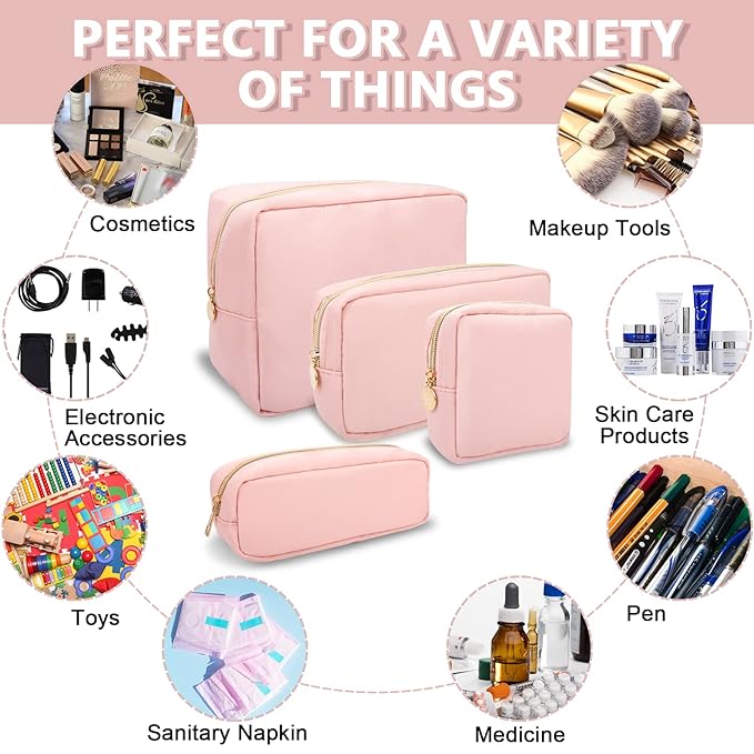 Small Makeup Bag Pouch for PurseNylon Travel Toiletry Storage Bag Cute Preppy Cosmetic Bag for Women Girls,Waterproof Makeup Organizer Bag Pouch Skincare Bag Purse with Zipper (Small-Flamingo)