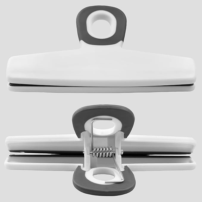 COOK WITH COLOR Bag Clips - Wide Heavy Duty, Large for Food Storage with Airtight Seal Grip, Pack of 8, White