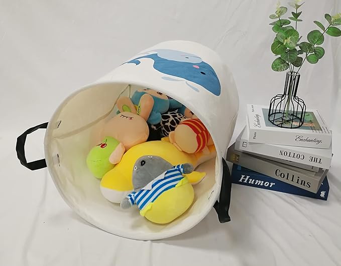 Kids Hamper Baby Laundry Basket Gift Toy Box Storage Nursery Bins Waterproof Organizer Large Canvas Collapsible Chest for Home/Dorm/Kitchen/Pet/Office/Closet/Shelf/Room Decor