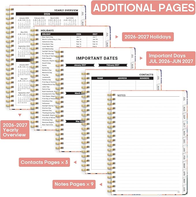 Academic Planner 2026-2027, Weekly and Monthly Calendar Book, July 2026 – June 2027, Hardcover Planner with Tabs, Perfect for Teachers, Students, Women & Men, A4 (8.5" x 11") - Cat