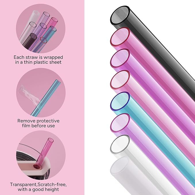 Replacement Straw Compatible with Stanley Quencher 40 oz,30 oz Tumbler, 12 inch Extra Long Reusable Straws Plastic For 40 Oz Cup,Multicolor 14-6 Pack