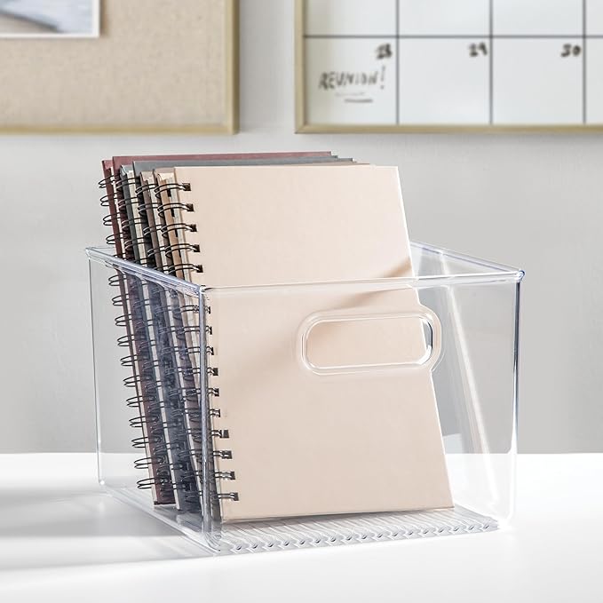 iDesign Clear Plastic Storage Bins for Kitchen - Pantry and Fridge Storage for Cabinets and Shelves, 4-Pack