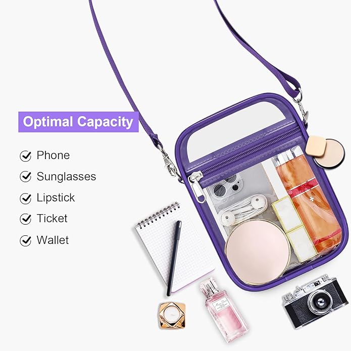 USPECLARE Clear Purse Stadium Transparent Messenger Bag Stadium Approved for Men and Women Clear CrossBody Bag