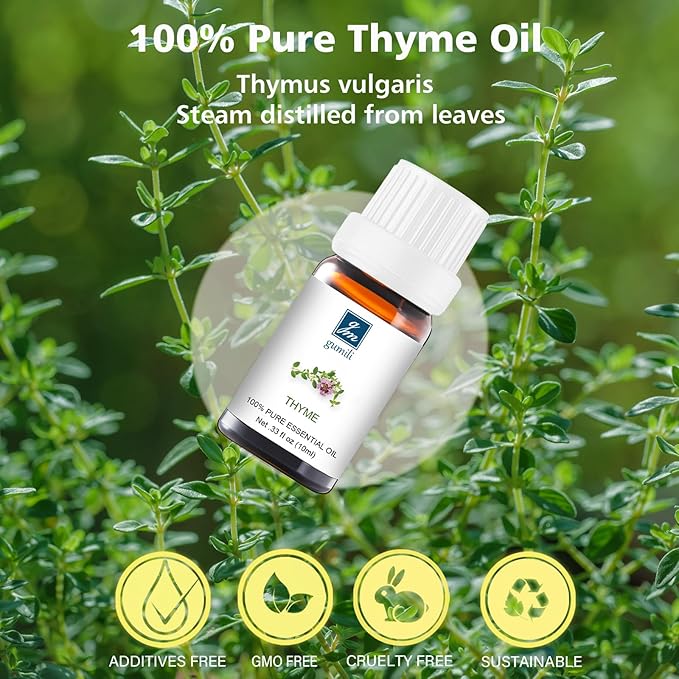 Thyme Oil - 100% Pure Essential Oil for Skin, Hair, Diffuser & DIY Crafts - 10mL Natural Herbal Scent