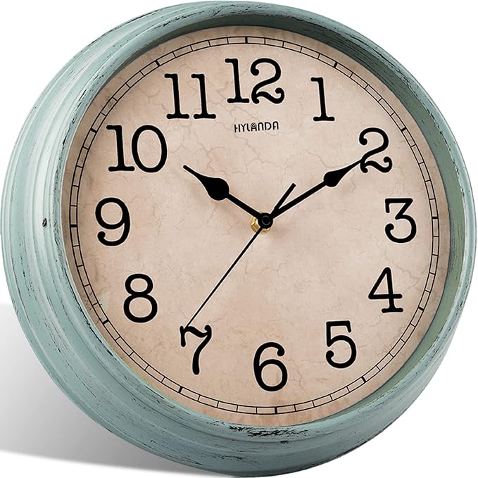HYLANDA 12 Inch Wall Clock, Silent Non-Ticking Decorative Battery Operated with Large Numbers & HD Glass, Easy to Read for Kitchen/Living Room/Bathroom/Bedroom/Office