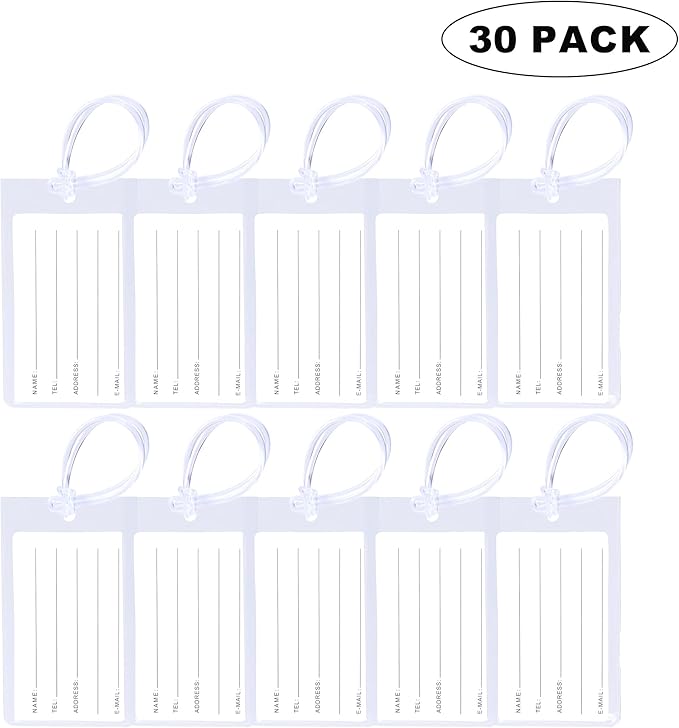 30 Pack Luggage Tags for Suitcases, Airplane Travel Essentials for Flying, International Travel Must-Haves, and Luggage Accessories by Sodsay