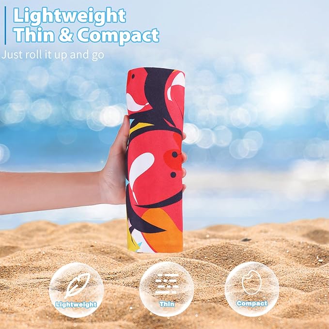 TwoYek Microfiber Thin Beach Towel Lightweight 71x32 inch Oversized Extra Large Sand Free Towels Fast Dry for Travel Pool Camping Sports Beach Accessories Vacation Essential Gift
