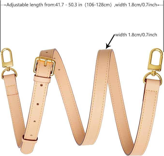 Genuine Vachetta Leather Crossbody Strap Genuine Leather Adjustable Replacement Strap for Shoulder Bag Handbag Purse
