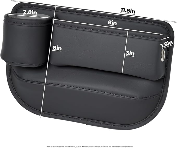 PLEW 2-Pack Black Obsidian Car Seat Gap Filler, Premium Leather Console Organizer Universal Fit for Car SUV Truck Multi-Purpose Essentials Organizer - Car Seat Gap Filler Organizer with Cup Holder