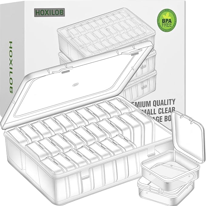 Bead Organizer Box, 90pcs Small Clear Plastic Storage Containers, Craft Storage Box Features Hinged Lid and Labels, Mini Boxes for Bracelets, Jewelry, Diamonds, Clay Beads, Screws, Seeds, Small Parts