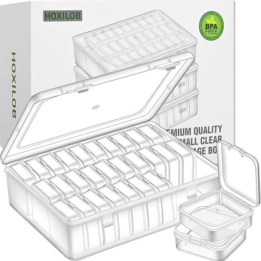 Bead Organizer Box, 90pcs Small Clear Plastic Storage Containers, Craft Storage Box Features Hinged Lid and Labels, Mini Boxes for Bracelets, Jewelry, Diamonds, Clay Beads, Screws, Seeds, Small Parts