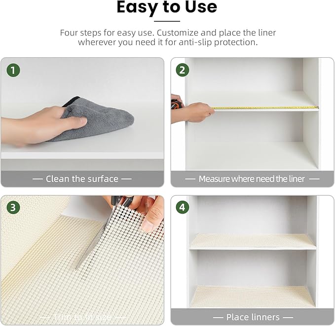 BAGAIL Drawer and Shelf Liner, 24 in X 30 Ft Non-Adhesive Shelf Liners for Kitchen Cabinets, Thick Strong Grip Liners for Desk, Shelves, Bathroom Drawers, Cabinet Protection - Cream