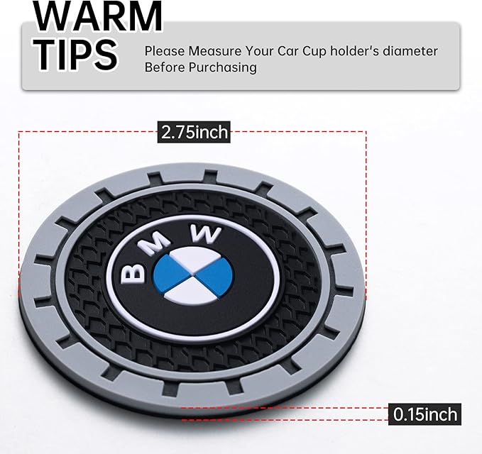 Car Cup Coaster, 2PCS Universal Non-Slip Cup Holders, Compatible with BMW Series Car Cup Holder Coasters，Car Drink Coaster Holder Accessory, Black