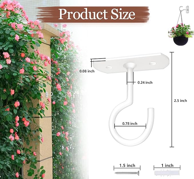 ASZUNE 2.5in Ceiling Hooks for Hanging Plants 20Pack White
