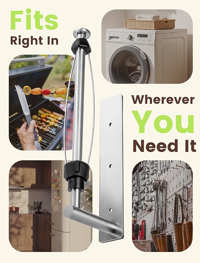 INMAKER Magnetic Paper Towel Holder, Strong Magnet Paper Towel Holder for Fridge, Kitchen, RV, Garage, Grill with Self Adhesive Wall Mount and Screws, One Hand Tear with Adjustable Damping (Silver)