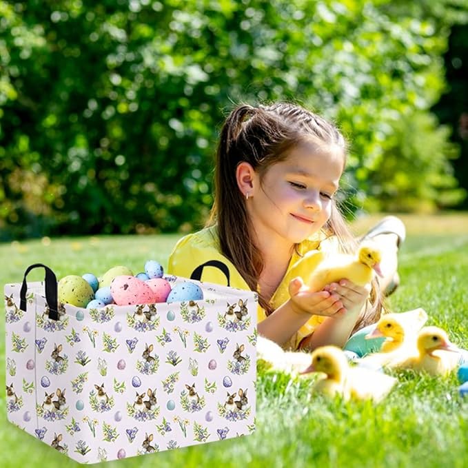 Rectangular Cute Easter basket,Easter basket empty,Storage Basket for baby Bedroom,Toy Gift Organizerm,Kids Storage Bin,Gift baskets,Easters Home Decor(Purple Easter egg)