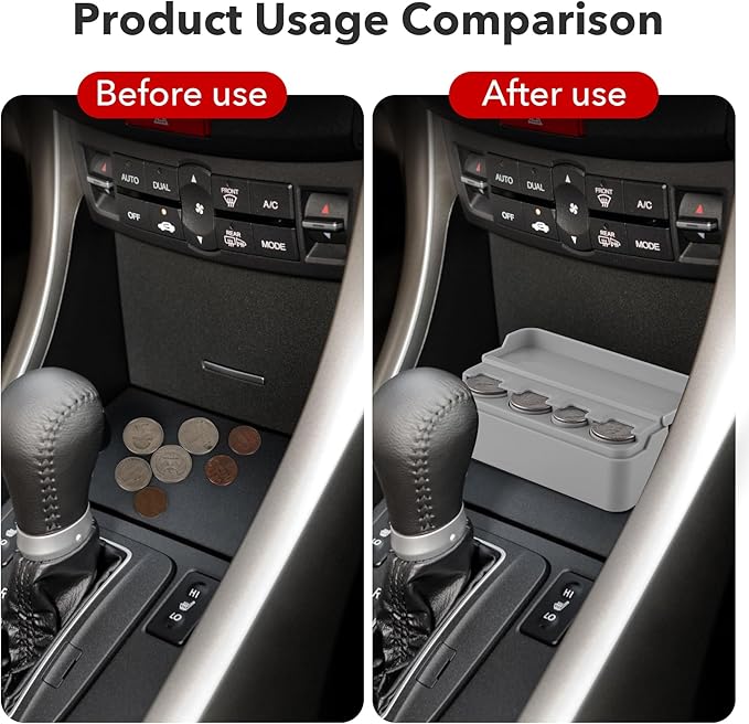 SINGARO Coin Holder for Car, Coin Change Organizer Compatible with Coins of Different Sizes, Dash-Mounted Holder Suitable for Most Cars, Trucks(Gray)