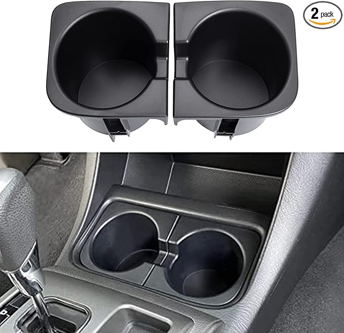 JDMCAR Car Cup Holder Inserts Replacement for Toyota Tacoma 2005 to 2015, Durable Cup Holder Inserts Drink Holder Accessories 66991-04012,66992-04012, Basic Black