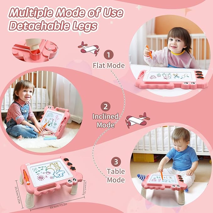 AiTuiTui Magnetic Drawing Board Toddler Toys with Legs for Girls Boys, Color Sketch Writing Scribble Doodle Pad Travel Games, Educational Learning Kids Toys Gift for Birthday or Christmas (Pink)
