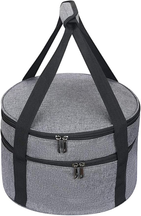 HERSENT Casserole Carrier,Pie Carrier, Insulated Casserole Carrier Storage Bag with Carry Handles, 2 Compartments Insulated Lunch Bag Potluck Carrier Salad Bowl Holder for Picnic Potluck Camping