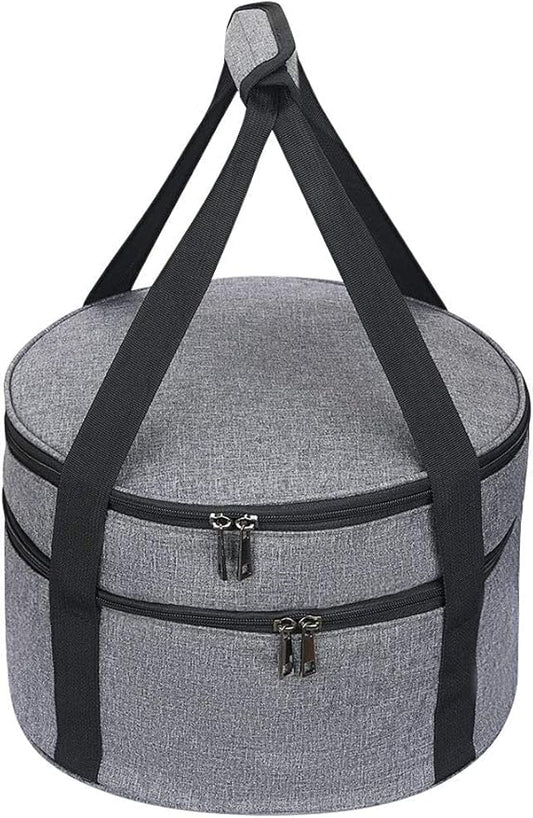 HERSENT Casserole Carrier,Pie Carrier, Insulated Casserole Carrier Storage Bag with Carry Handles, 2 Compartments Insulated Lunch Bag Potluck Carrier Salad Bowl Holder for Picnic Potluck Camping