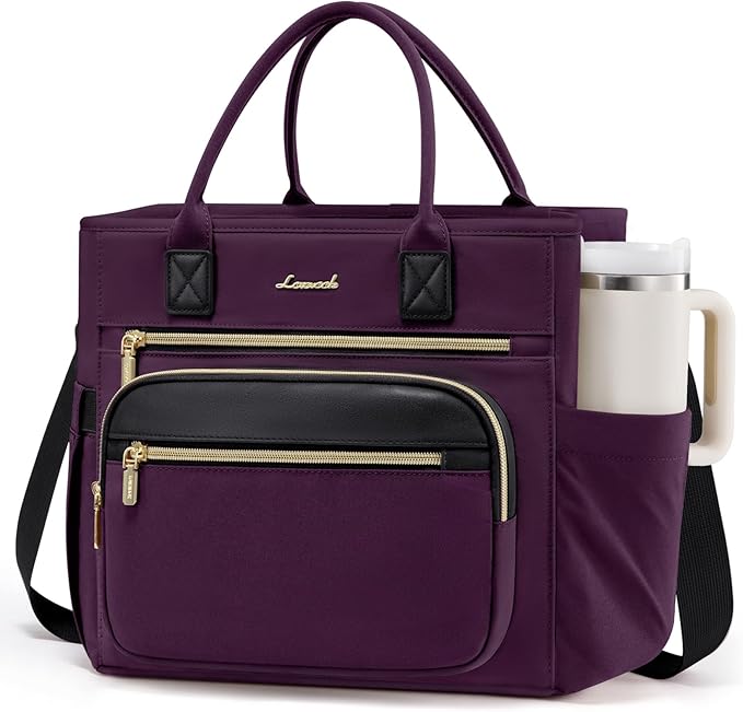 LOVEVOOK Insulated Lunch Bag Women,Wide Opening Adult Lunch Box Women with Cup Holder,Large Leakproof Cooler Bag for Work Picnic Beach Family College Mom,Lunch Teacher Breast Pump Diaper Tote Bag