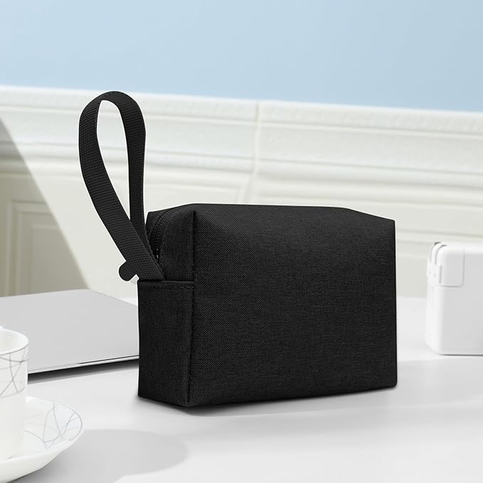 Waterproof Cosmetic Bag for Women | Soft Travel Makeup & Toiletry Organizer, Large Portable Storage for Makeup Products, Tissues, Electronics, USB Cables| Nylon, Durable & Stylish (Large-Black)