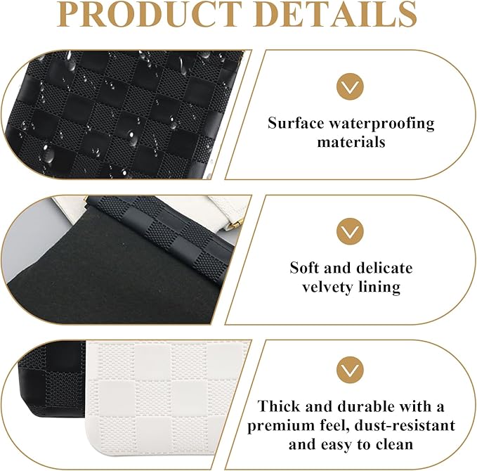 2 Pcs Mini Makeup Bag for Purse, Waterproof Cosmetic Organizer Pouches, Small Purse Organizer for Women Lipstick Makeup Daily use Travel Gym Work Office Business Events Black White Set