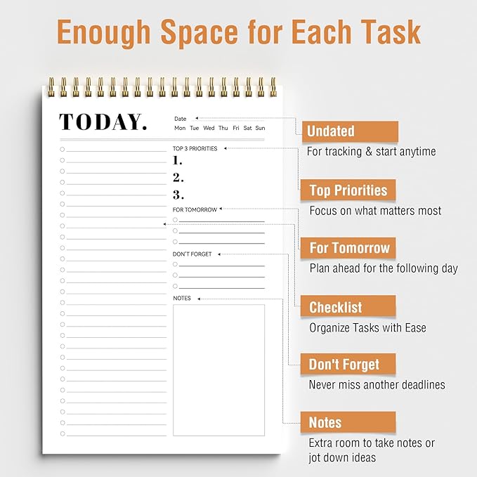 Forvencer To Do List Notepad with 52 Sheets (6.5 x9.8), To Do List Notebook for Work, Undated Daily Planner Organizer for Tasks Checklist & Goal Planning, To Do List Perfect for Office, School