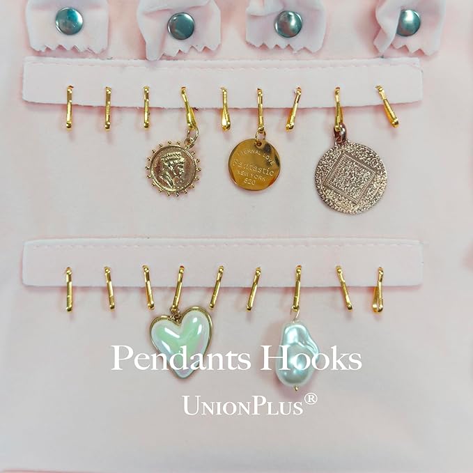 UnionPlus Velvet Travel Jewelry Case Roll Bag for Necklaces Brackets, Great Jewelry Organizer for Travel, Multi Jewelry Organizer, Pink