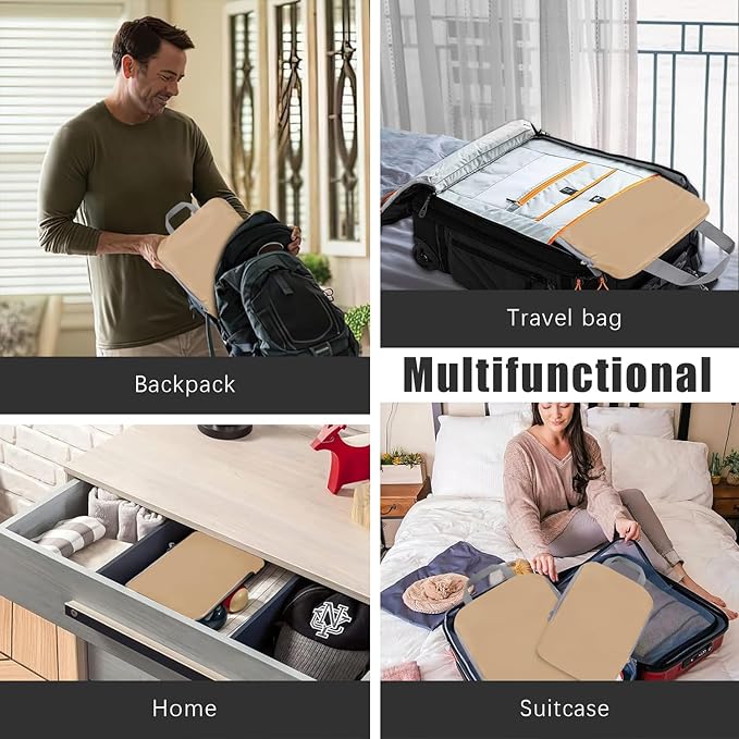 4 Set Compression Packing Cubes Travel - Travel Accessories Expandable Packing Organizers for Carry On - Essentials Luggage Bags - Brown