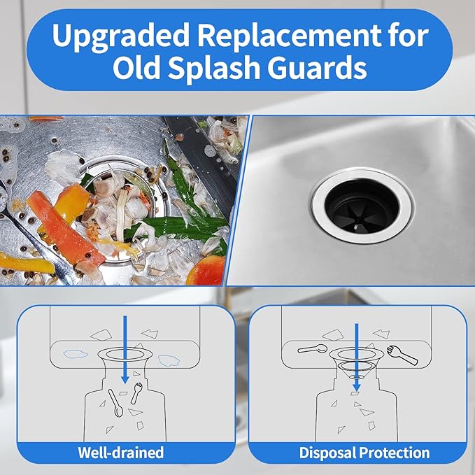 RQYEKDO Garbage Disposal Splash Guard,2 Pack 3 1/8 Inch Sink Baffle Disposer Drain Splash Guard Collar EPDM Rubber Upgraded Replacement Quiet Cover for Waste King, Whirlaway and GE Models