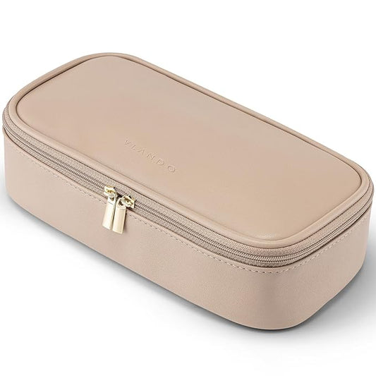 Vlando Travel Makeup Bag,Small Makeup Bag for Women,Gifts for Women Girls, Makeup Pouch Purse Travel Essentials Toiletries-Toffee